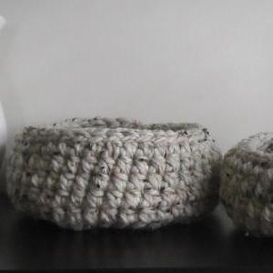 Set Of Two Wool Crocheted Nesting Bowls