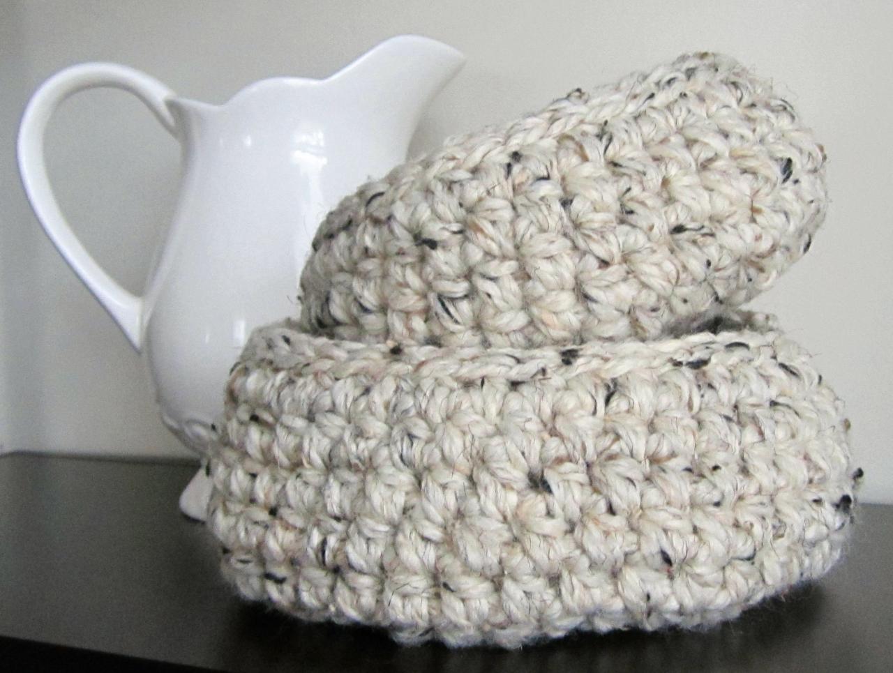 Set Of Two Wool Crocheted Nesting Bowls